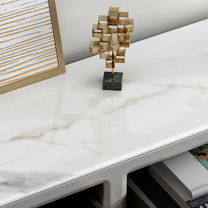 Modern Long Light Gray Faux Marble TV Stand with Storage Media Console for 2000mm TV - Approved By Design