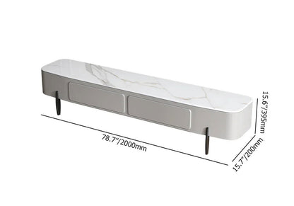 Modern Long Light Gray Faux Marble TV Stand with Storage Media Console for 2000mm TV - Homary