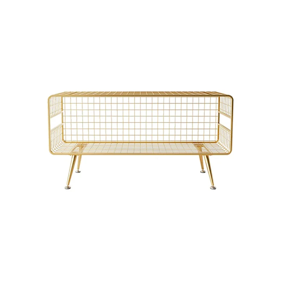 Modern Mesh Standing Etagere Bookshelf in Gold - 