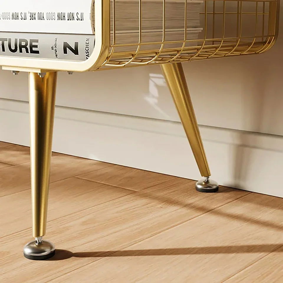 Modern Mesh Standing Etagere Bookshelf in Gold - 