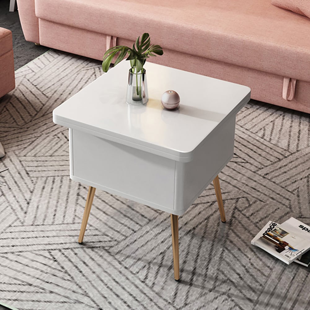 Modern Multi-functional Coffee Table Extendable with Storage & Lift Top in White - 