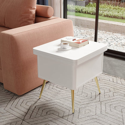 Modern Multi-functional Coffee Table Extendable with Storage & Lift Top in White - 