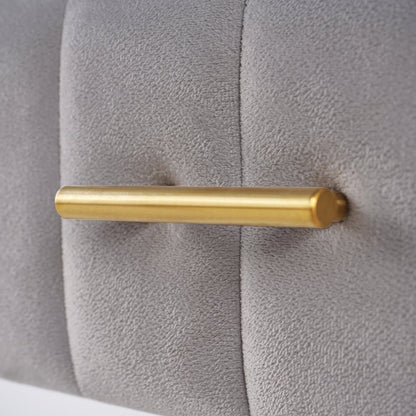 Modern Nightstand Gray Velvet Bedside Table 3 Drawers with Sintered Stone Top - 