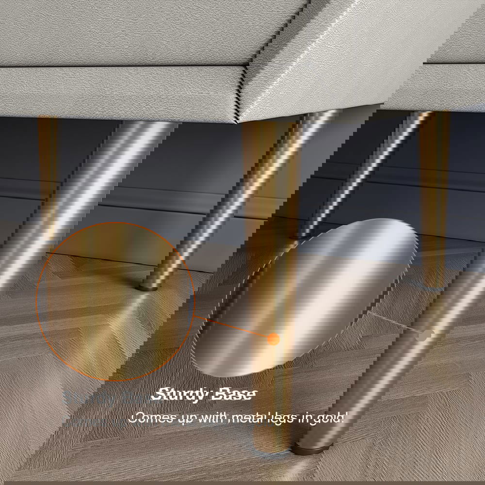 Modern Nightstand with 2 Drawers PU Leather Nightstand in Light Gray - 