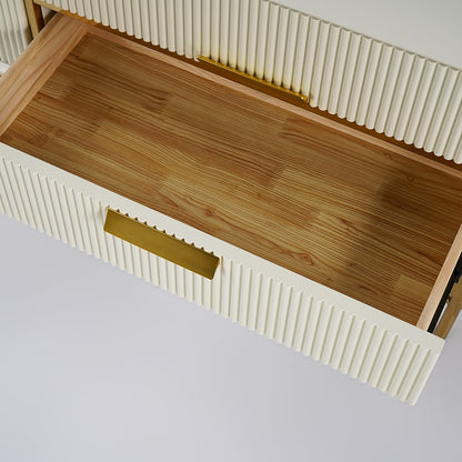 Modern Off White TV Stand for 2159mm TVs with 4 Drawers & Doors MDF - 