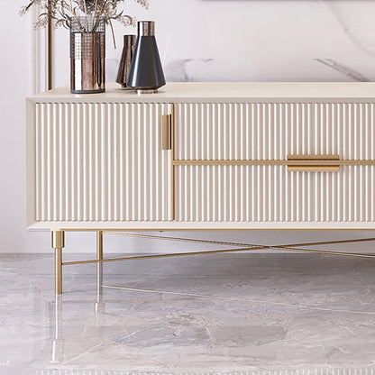 Modern Off White TV Stand for 2159mm TVs with 4 Drawers & Doors MDF - 