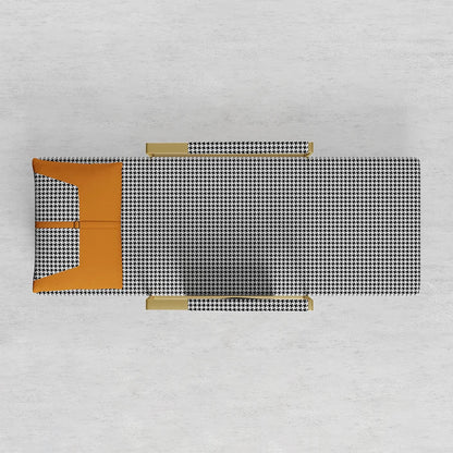 Modern Orange Houndstooth Single Sofabed Convertible Sleeper with Side Storage - 