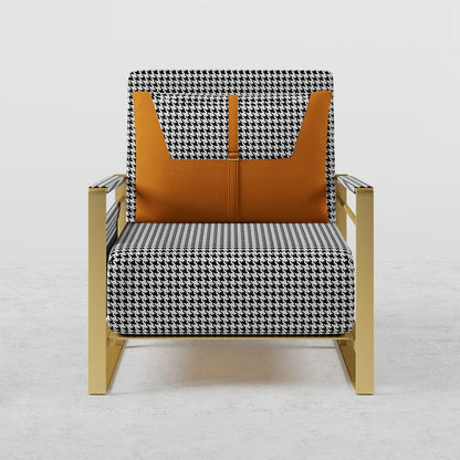 Modern Orange Houndstooth Single Sofabed Convertible Sleeper with Side Storage - 