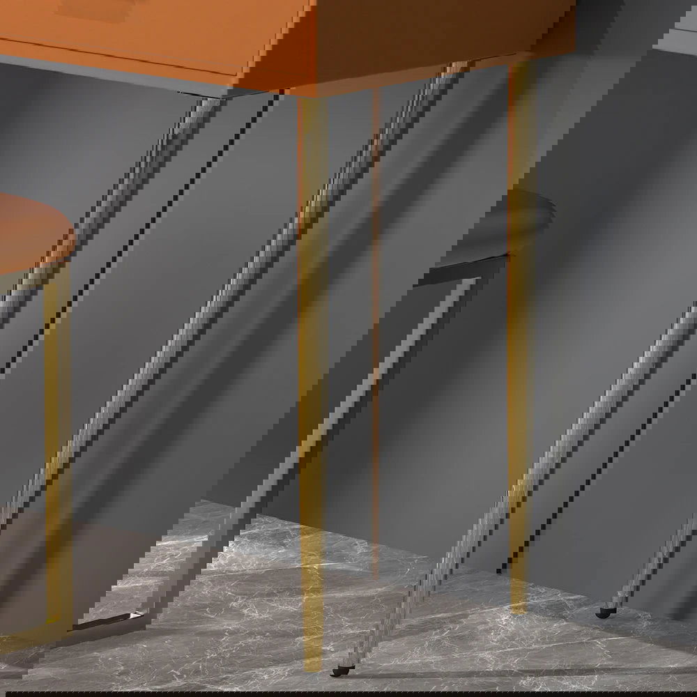 Modern Orange Makeup Vanity Set Retracted Dressing Table Cabinet&Stool&Mirror Included - 