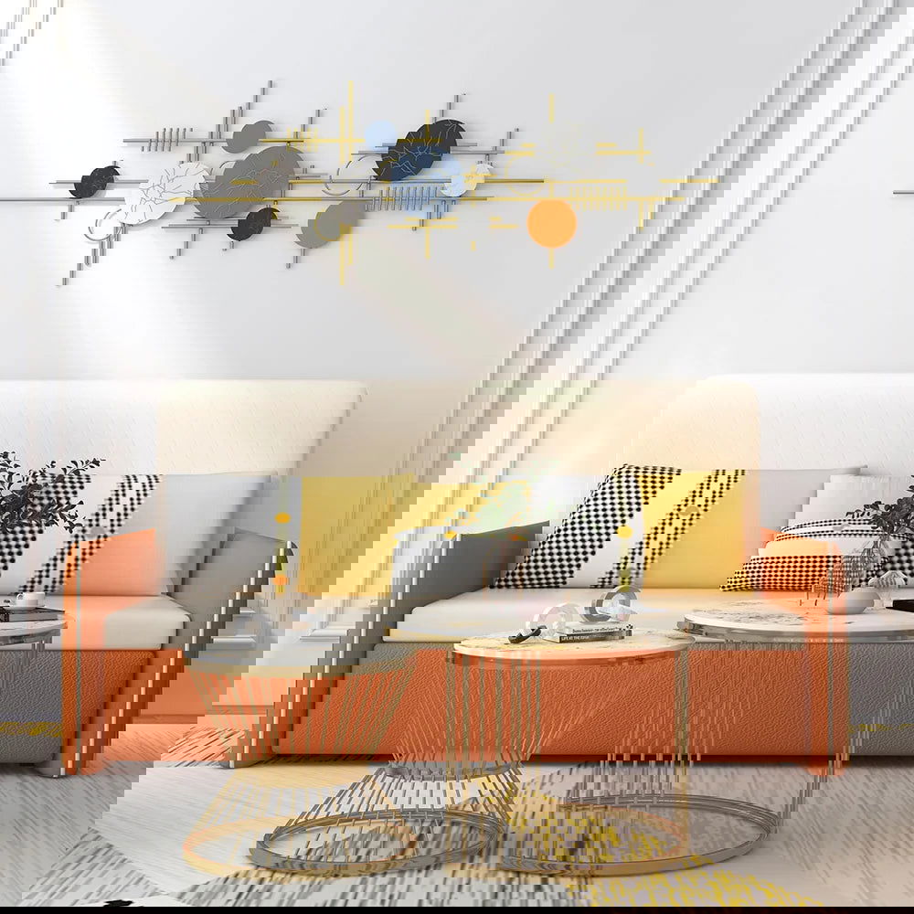 Modern Pandora Nesting Coffee Table Set with Sintered Stone Top 2-Piece Table Set - 