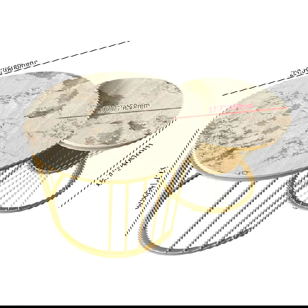 Modern Pandora Nesting Coffee Table Set with Sintered Stone Top 2-Piece Table Set - 