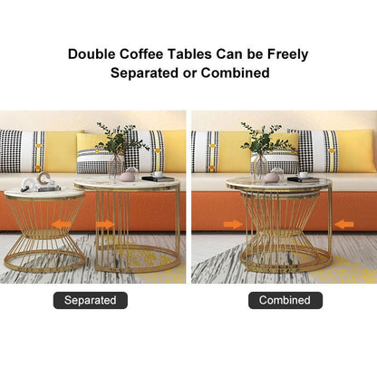 Modern Pandora Nesting Coffee Table Set with Sintered Stone Top 2-Piece Table Set - 