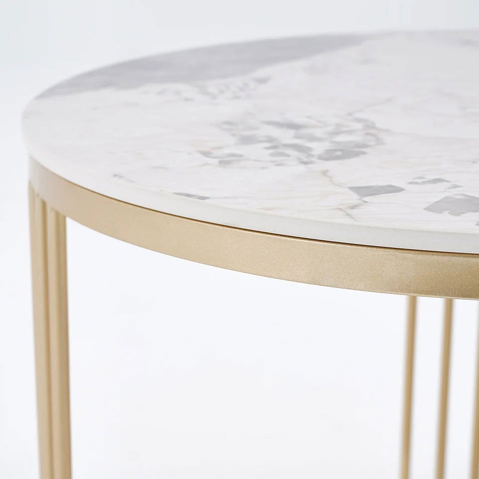 Modern Pandora Nesting Coffee Table Set with Sintered Stone Top 2-Piece Table Set - 