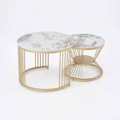 Modern Pandora Nesting Coffee Table Set with Sintered Stone Top 2-Piece Table Set - 