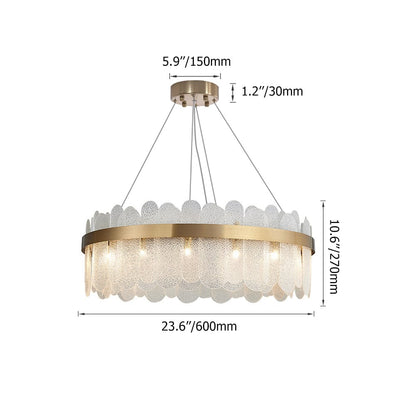 Modern Round 10-Light Tiered Clear Glass Chandelier - 