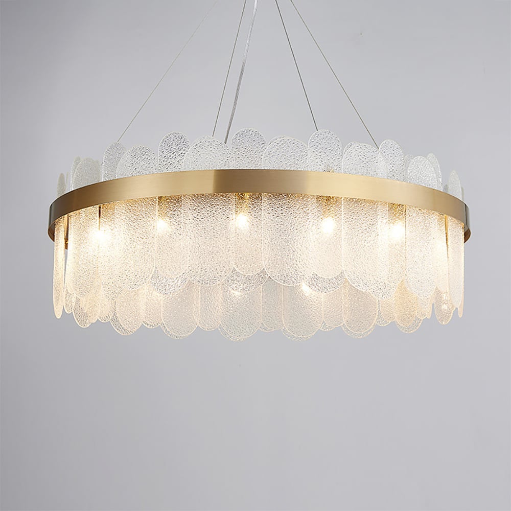 Modern Round 10-Light Tiered Clear Glass Chandelier - 
