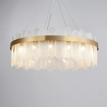 Modern Round 10-Light Tiered Clear Glass Chandelier - 