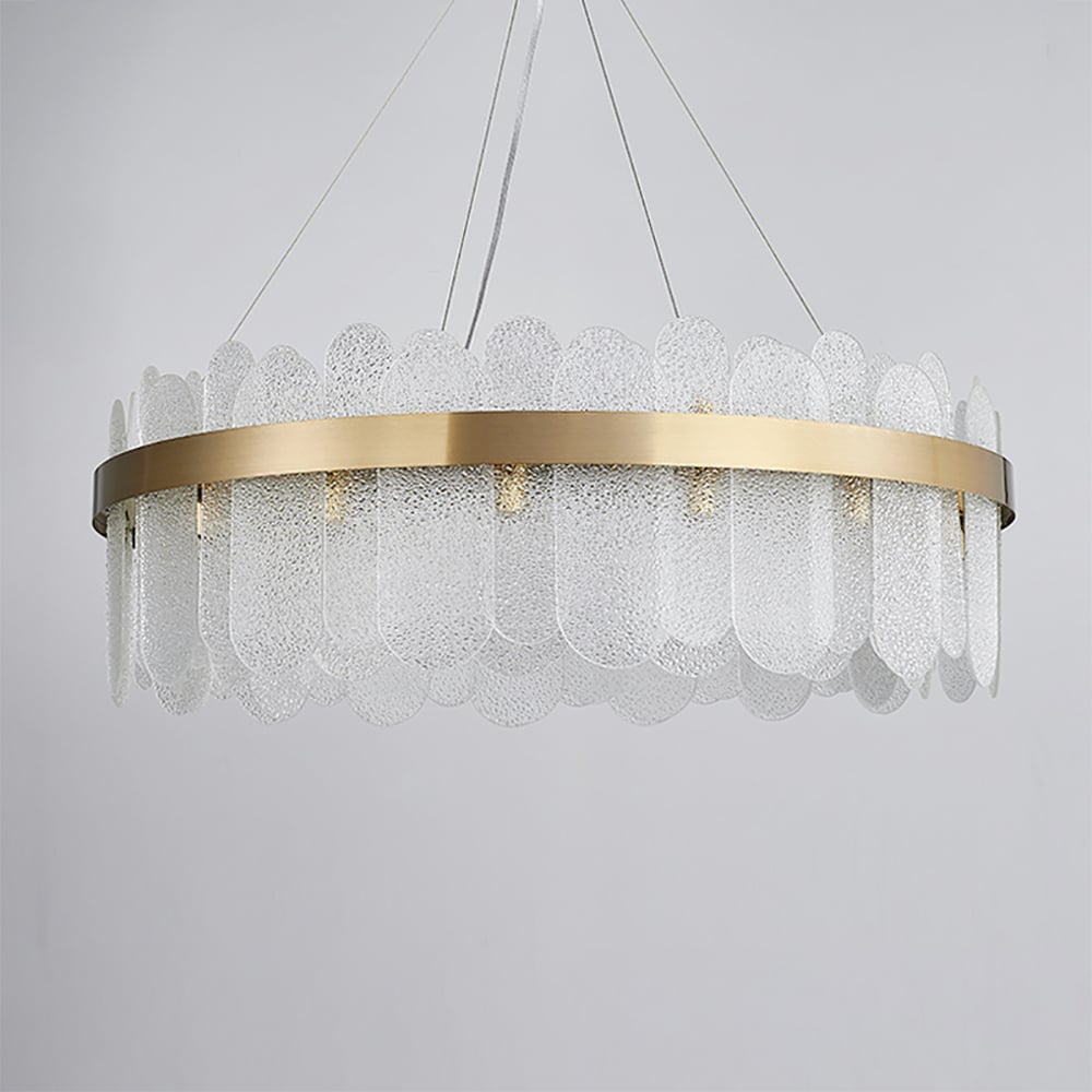 Modern Round 10-Light Tiered Clear Glass Chandelier - 