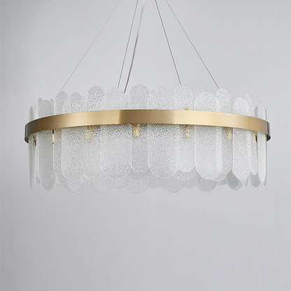 Modern Round 10-Light Tiered Clear Glass Chandelier - 