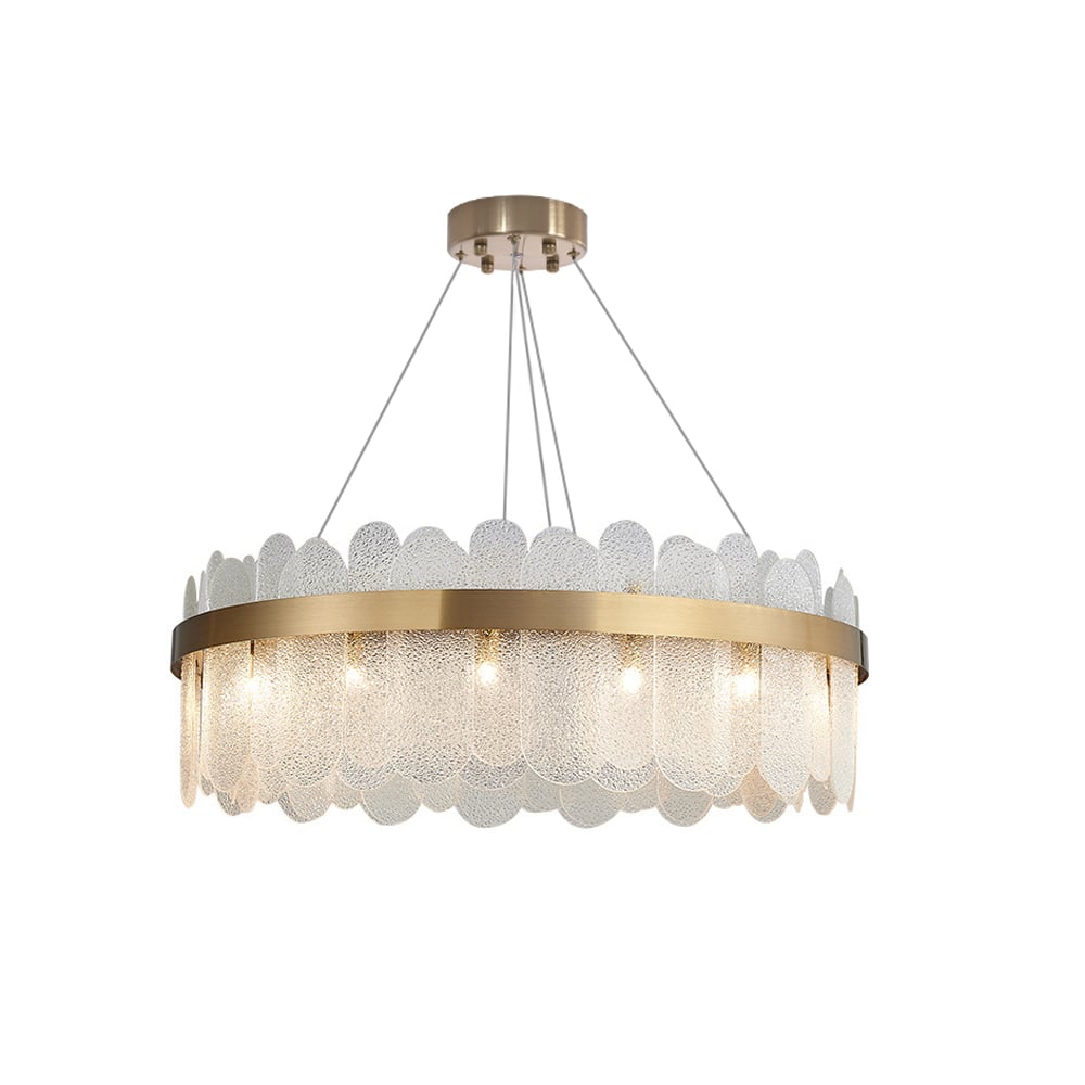Modern Round 10-Light Tiered Clear Glass Chandelier - 