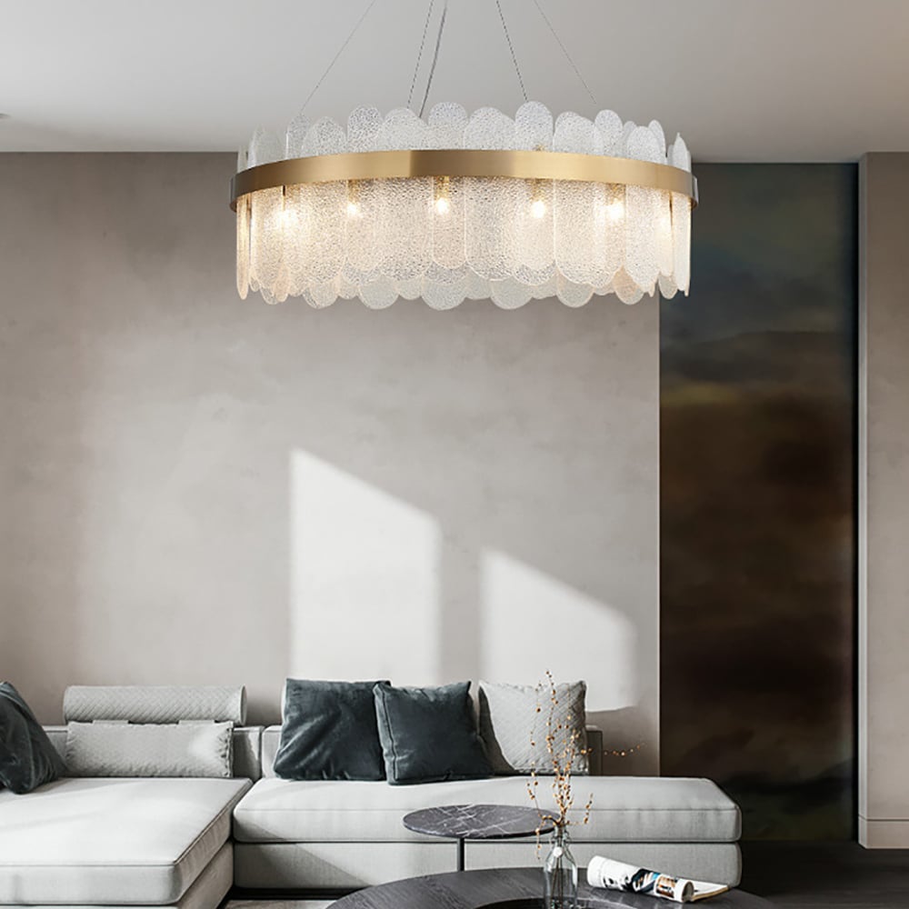 Modern Round 10-Light Tiered Clear Glass Chandelier - Homary