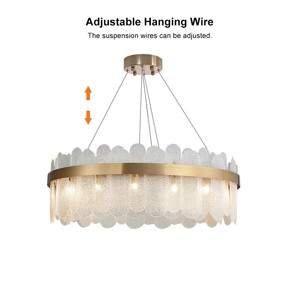 Modern Round 6-Light Tiered Clear Glass Chandelier - 