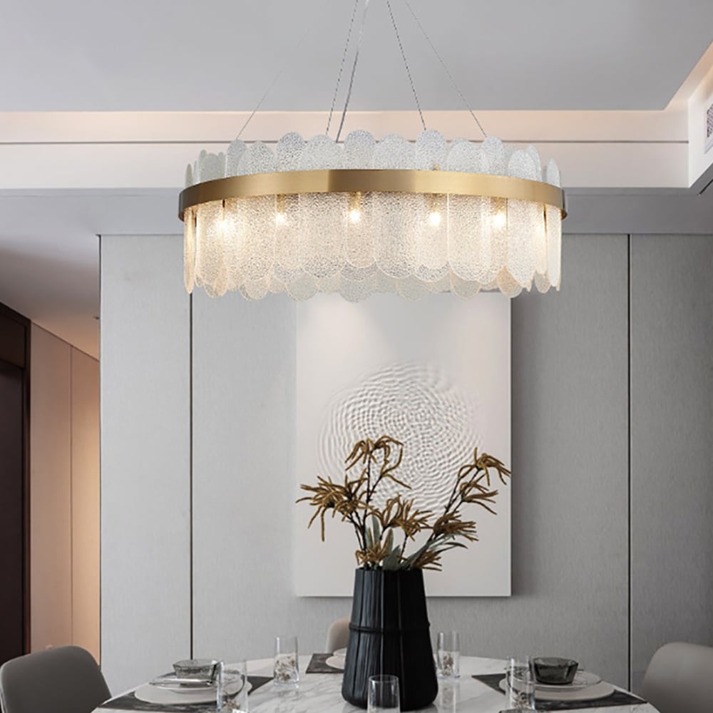 Modern Round 6-Light Tiered Clear Glass Chandelier - 