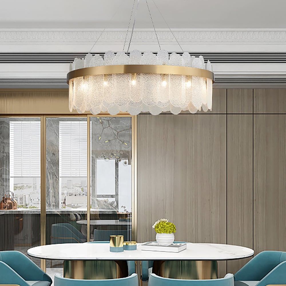 Modern Round 6-Light Tiered Clear Glass Chandelier - 