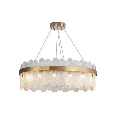 Modern Round 6-Light Tiered Clear Glass Chandelier - 