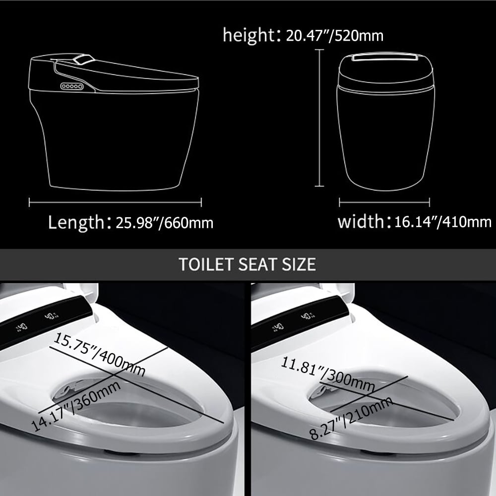 Modern Smart One-Piece Elongated Automatic Toilet & Bidet with Seat Horizontal Outlet - 