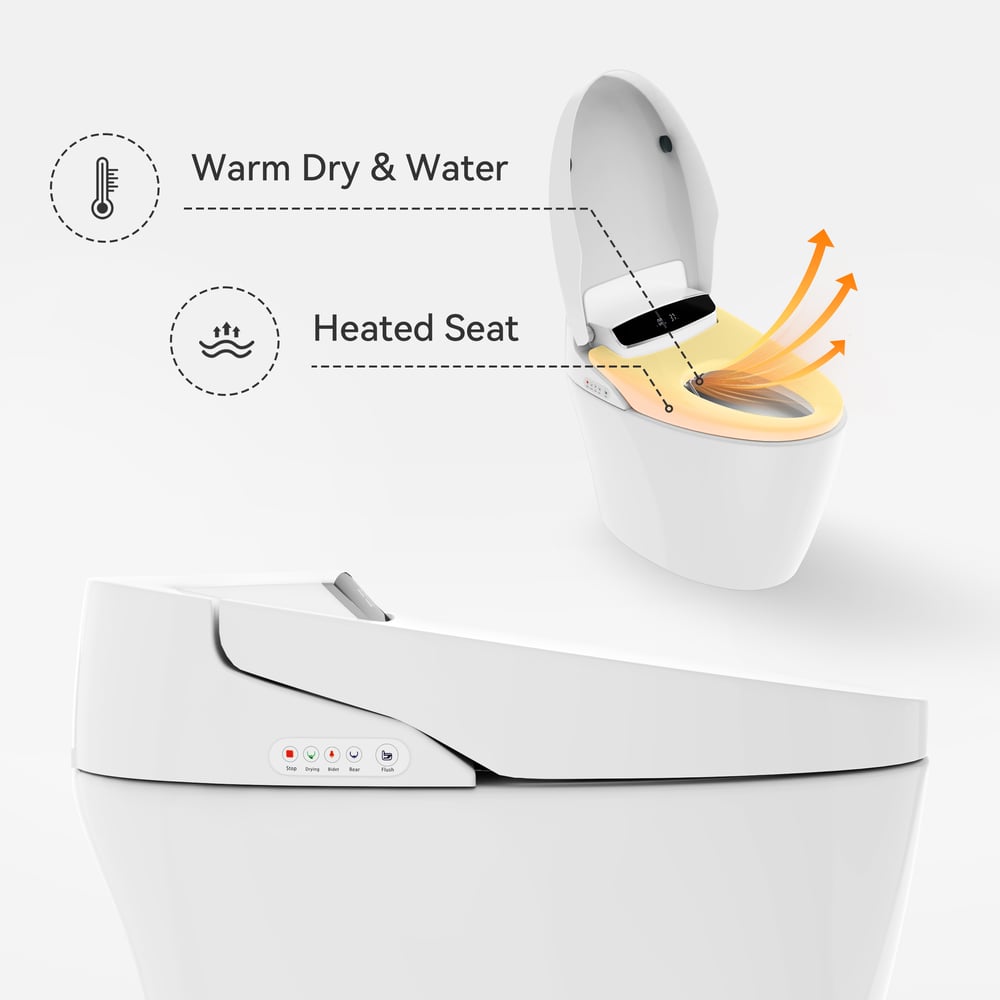 Modern Smart One-Piece Elongated Automatic Toilet & Bidet with Seat Horizontal Outlet - 
