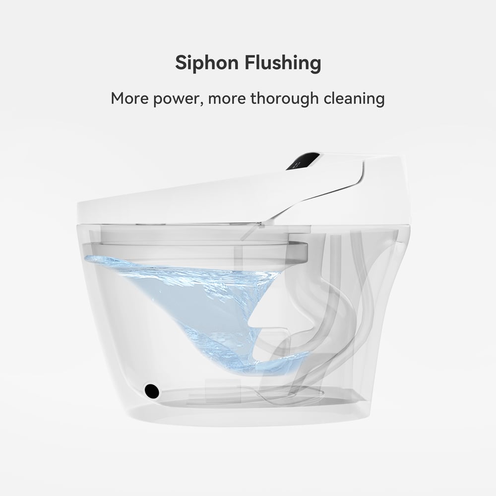 Modern Smart One-Piece Elongated Automatic Toilet & Bidet with Seat Horizontal Outlet - 
