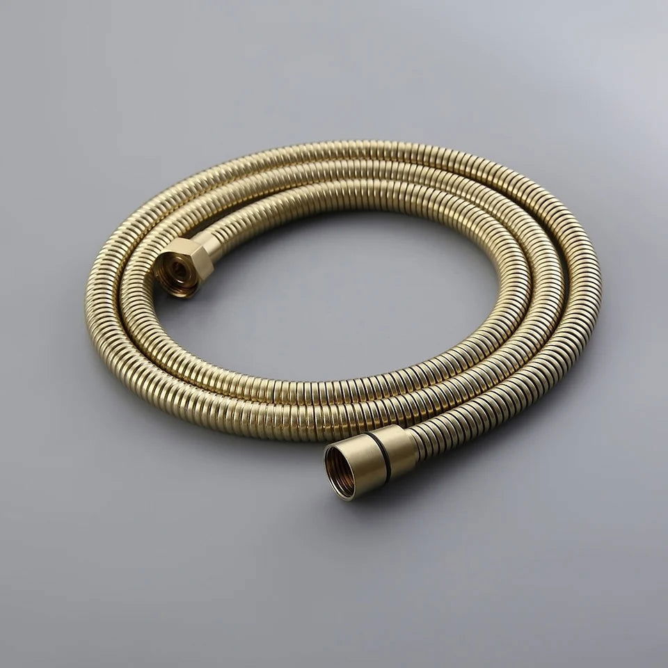 Modern Square Rain Shower Head Wall Mounted Solid Brass Shower Mixer in Brushed Gold - 