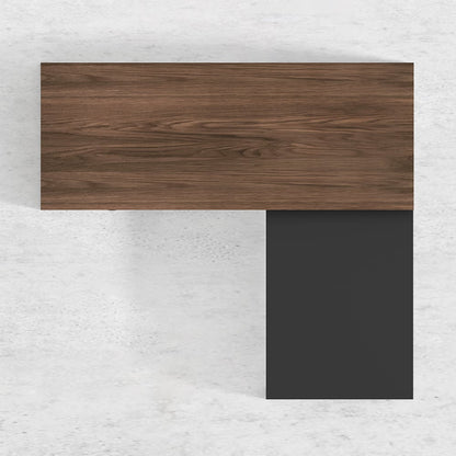 Modern Swivel Desk with Movable File Cabinet Black & Walnut L-Shaped Rotating Desk - 