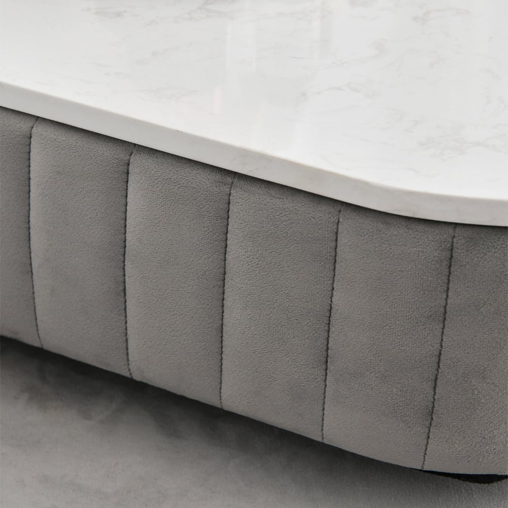 Modern Velvet Upholstered Makeup Vanity Table Expandable Dressing Table with Cabinet - 