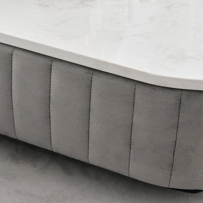 Modern Velvet Upholstered Makeup Vanity Table Expandable Dressing Table with Cabinet - 