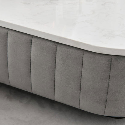 Modern Velvet Upholstered Makeup Vanity Table Expandable Dressing Table with Cabinet - 