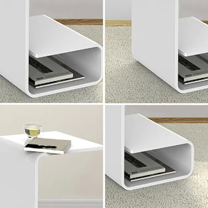 Modern White Acrylic End Table with Storage C-Shaped Side Table - 