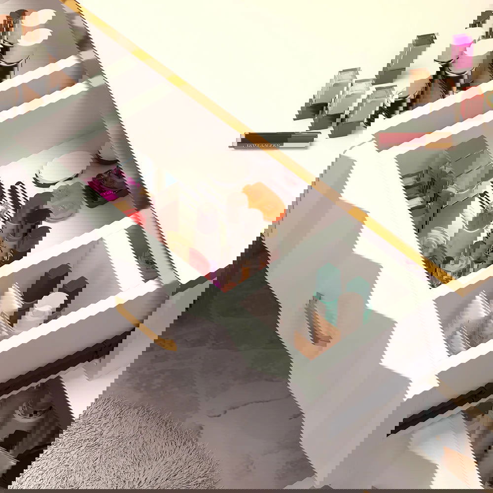 Modern White Extendable Makeup Vanity 5 Drawers Dressing Table Set with Stool and Mirror - 