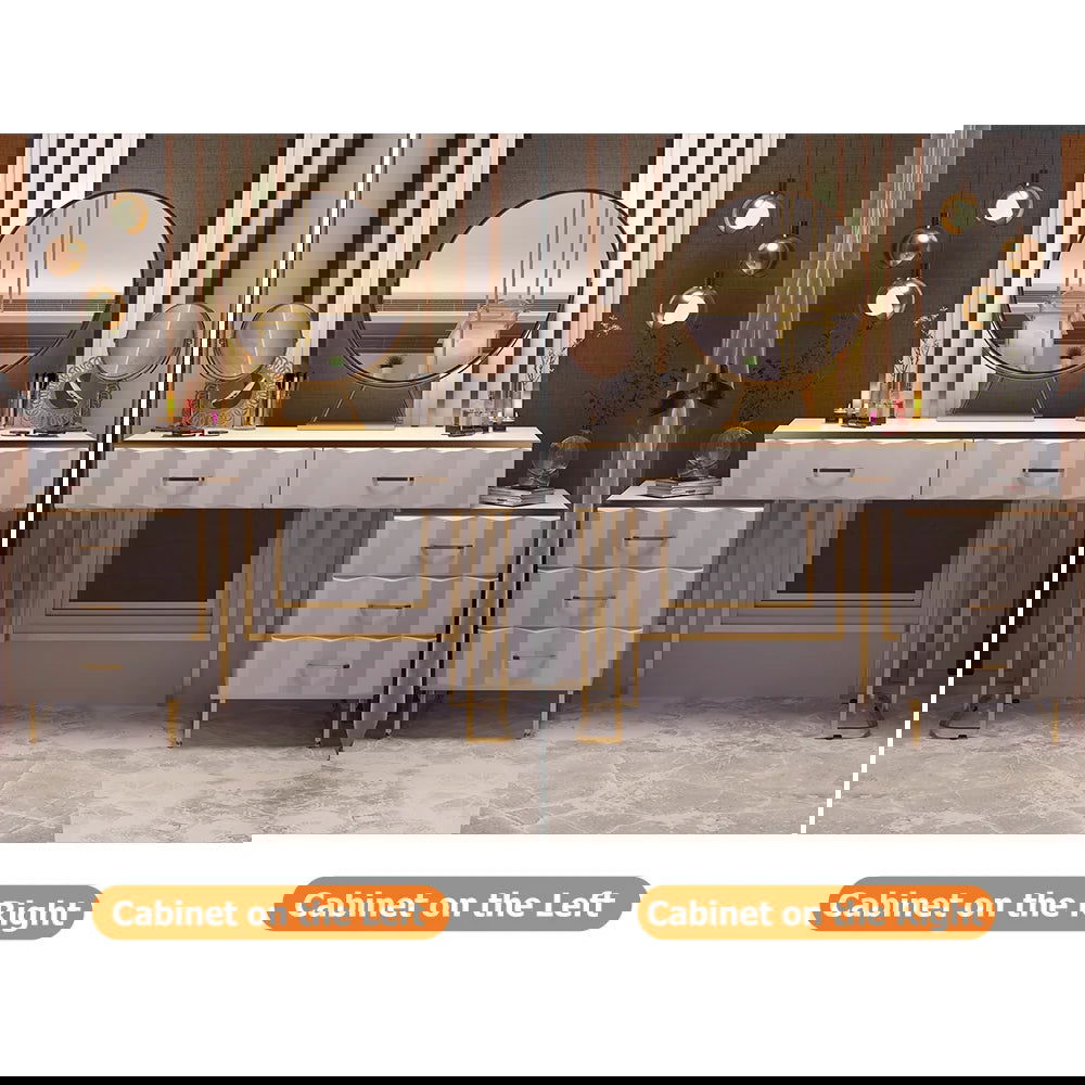 Modern White Extendable Makeup Vanity 5 Drawers Dressing Table Set with Stool and Mirror - Homary