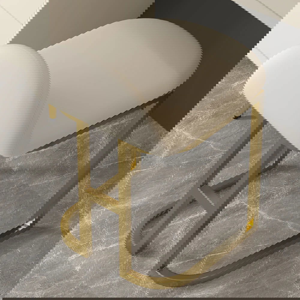 Modern White Makeup Vanity Set Retracted Dressing Table Cabinet & Stool & Mirror - 