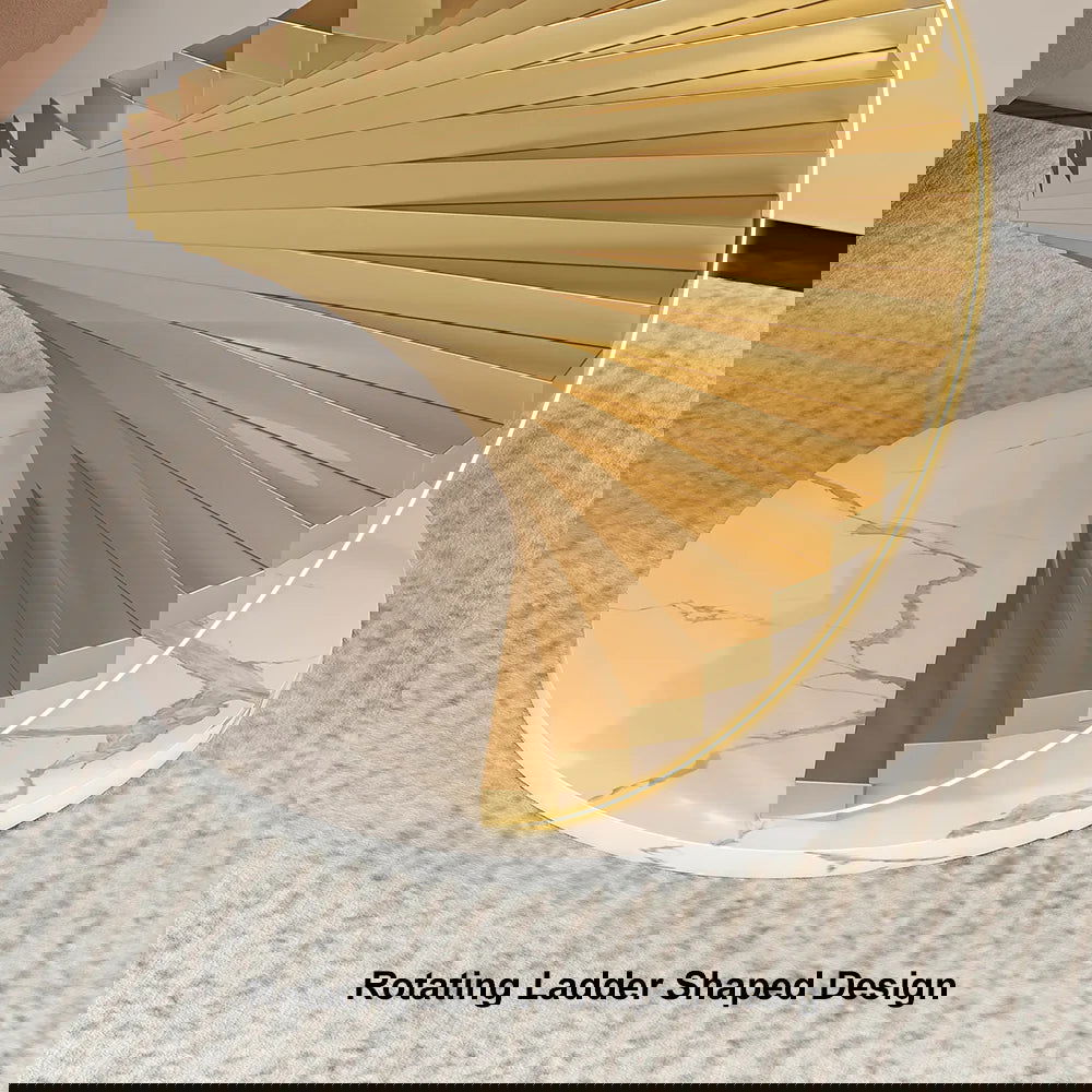 Modern White Round Metal Side Table with Faux Marble Tabletop End Table - 