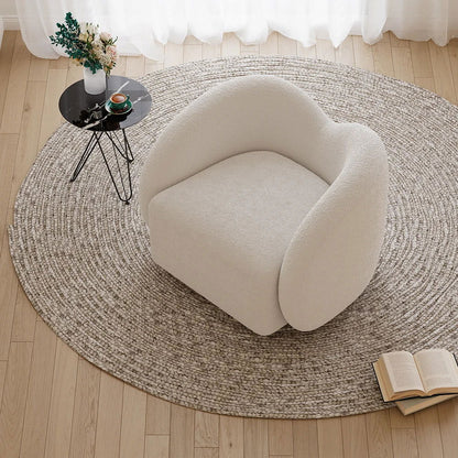 Modern White Swivel Accent Chair Cloud Boucle Lounge Chair - 