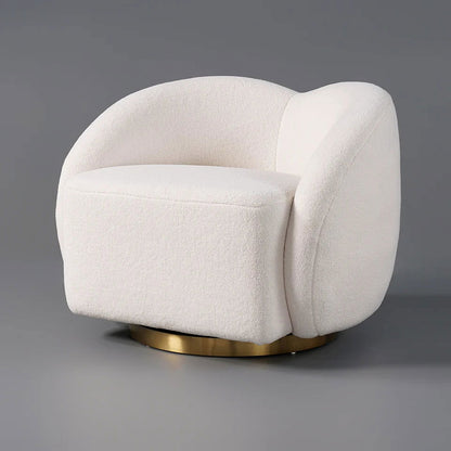 Modern White Swivel Accent Chair Cloud Boucle Lounge Chair - 