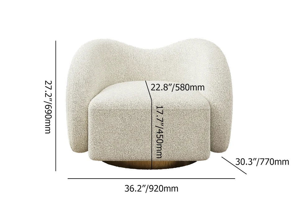 Modern White Swivel Accent Chair Cloud Boucle Lounge Chair - 
