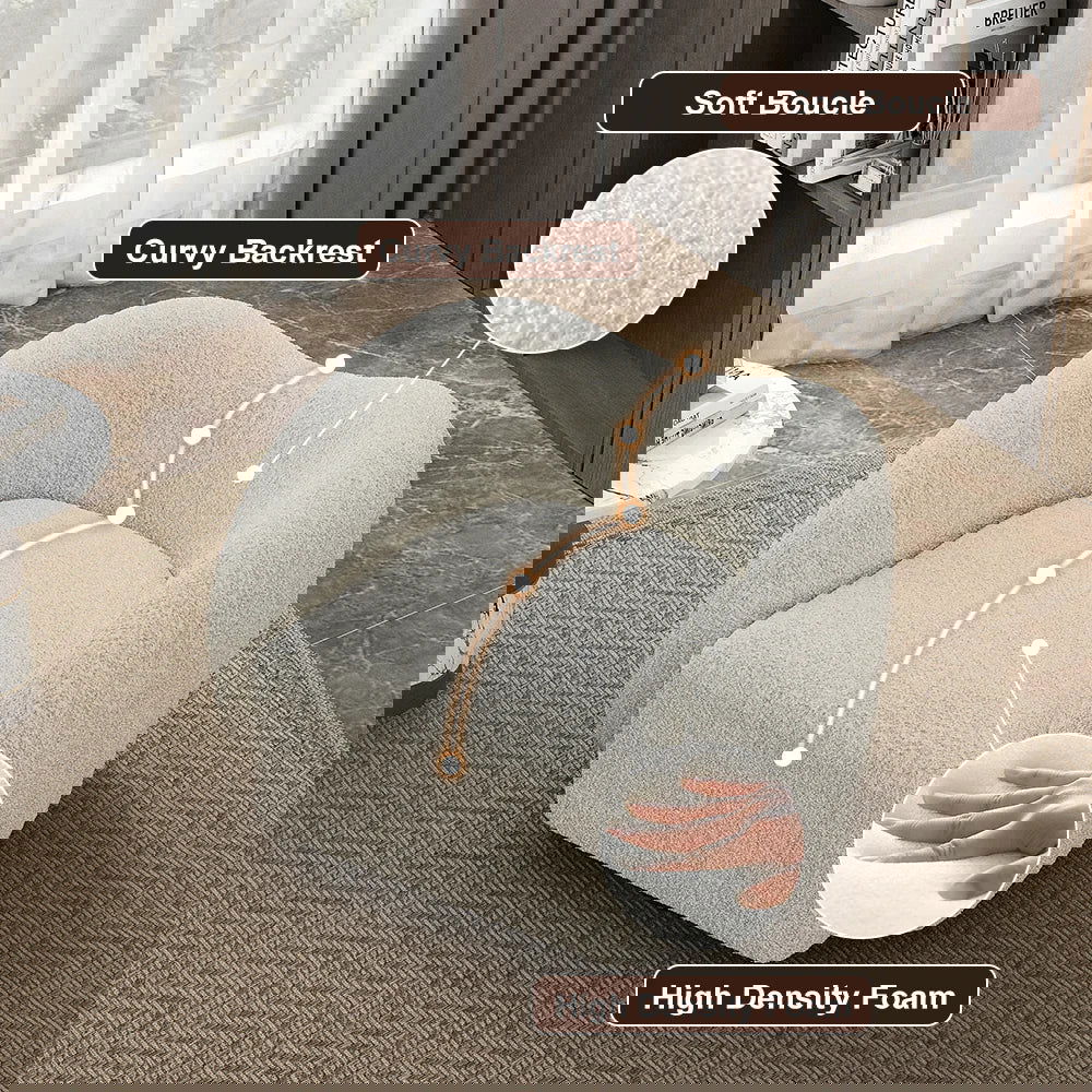 Modern White Swivel Accent Chair Cloud Boucle Lounge Chair - 