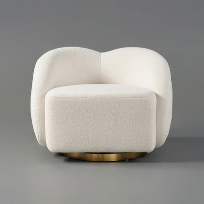 Modern White Swivel Accent Chair Cloud Boucle Lounge Chair - 