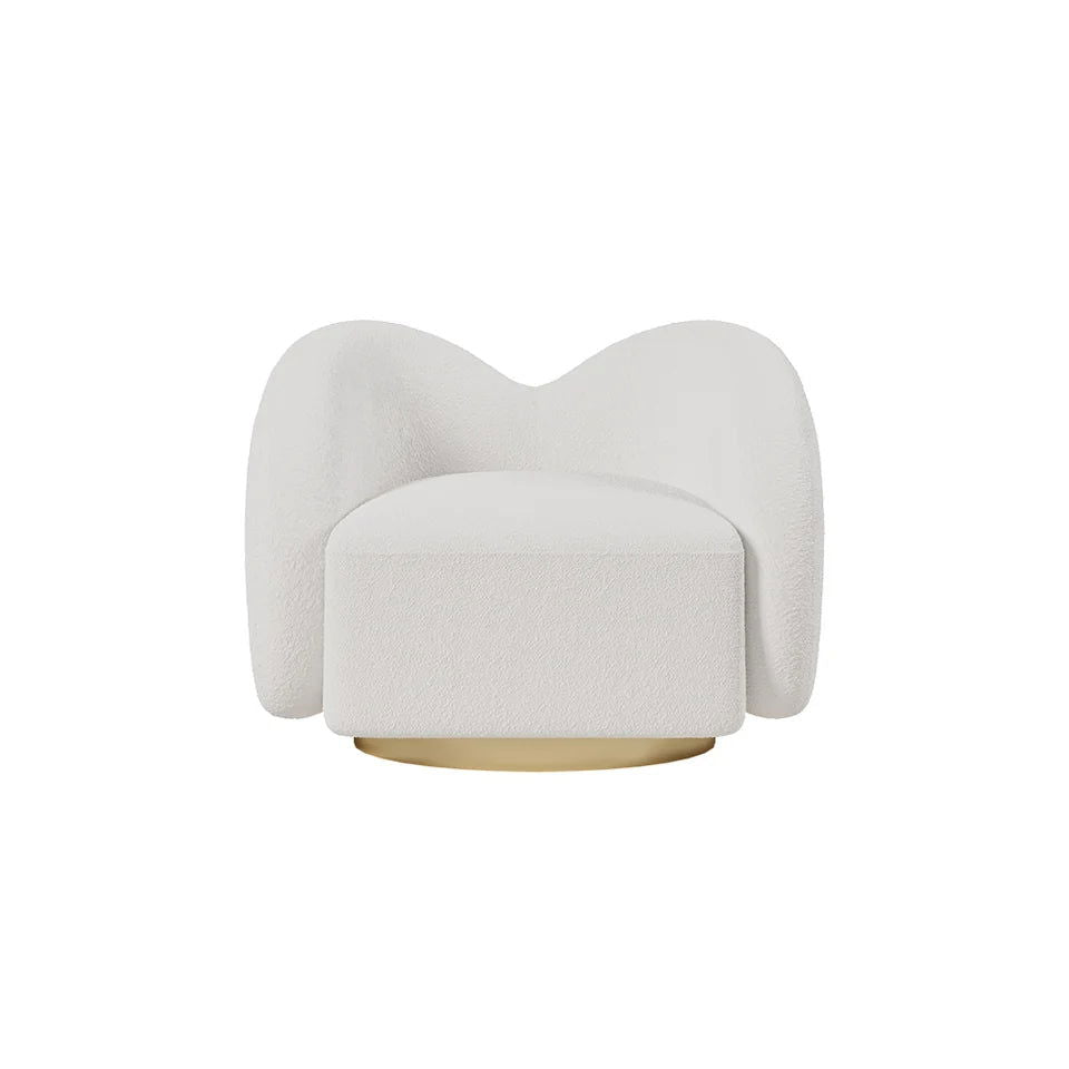 Modern White Swivel Accent Chair Cloud Boucle Lounge Chair - 