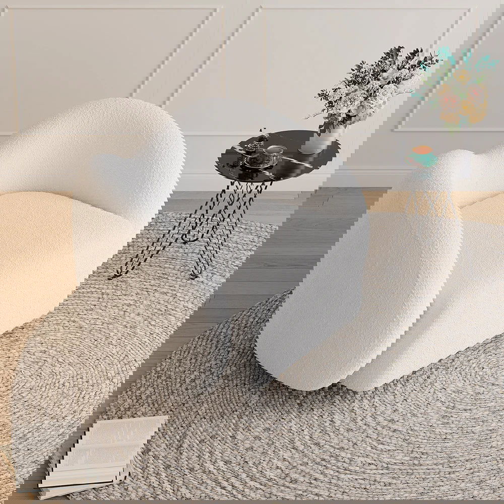 Modern White Swivel Accent Chair Cloud Boucle Lounge Chair - Homary