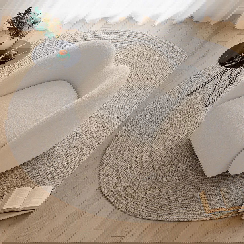 Modern White Swivel Accent Chair Cloud Boucle Lounge Chair - Homary